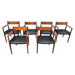 Set of 6 Rosewood & Leather Model 404 Chair by Arne Vodder, Denmark ca. 1958