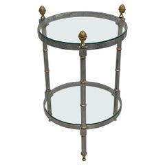 Maison Jansen Steel Brass & Glass Round Side Table