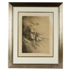 Antique Louis Icart Etching on Paper: 'L'ELAN