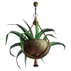 Vintage Very Rare Hollywood Regency Fern Chandelier Attr. To Maison Bagues, France 1950s