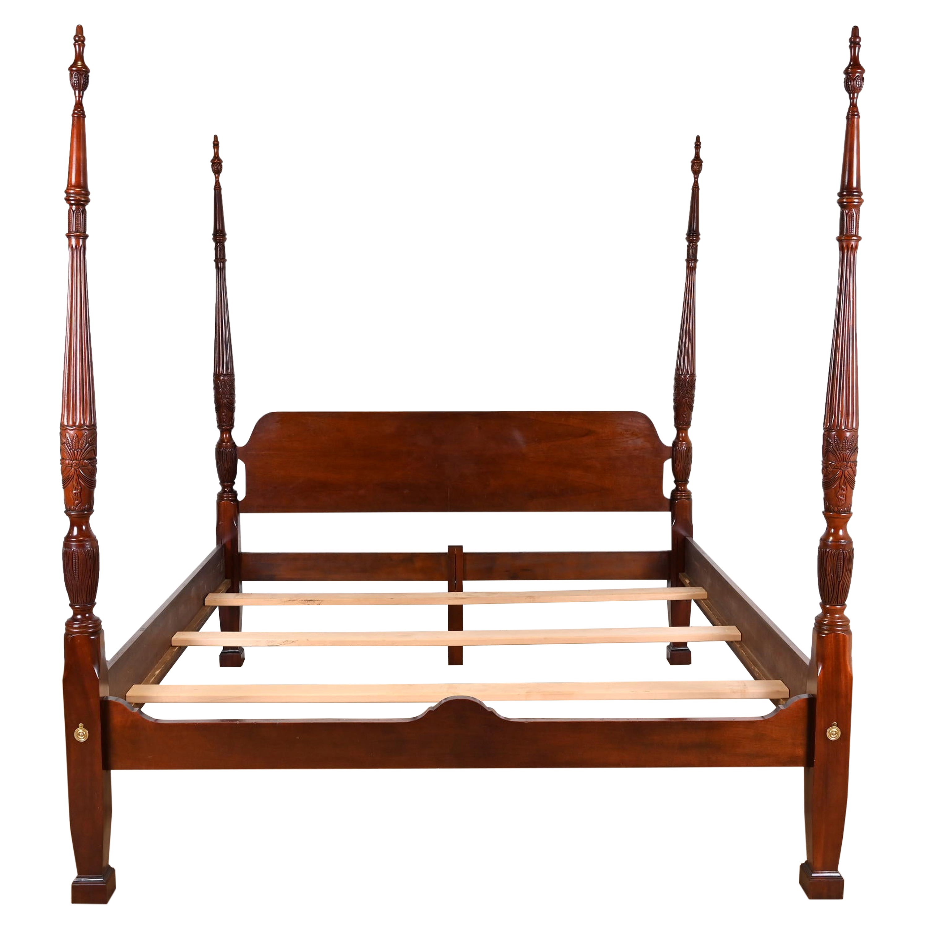 Thomasville Georgian Carved Mahogany King Size Poster Bed
