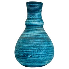 Accolay 1960 French Mid-Century Gauloise Blue Ceramic Vase