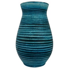 Accolay 1960 French Mid-Century Gauloise Blue Ceramic vase