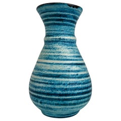 Accolay 1960 French Mid-Century Gauloise Blue Ceramic Vase
