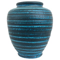 Accolay 1960 French Mid-Century Gauloise Blue Ceramic vase