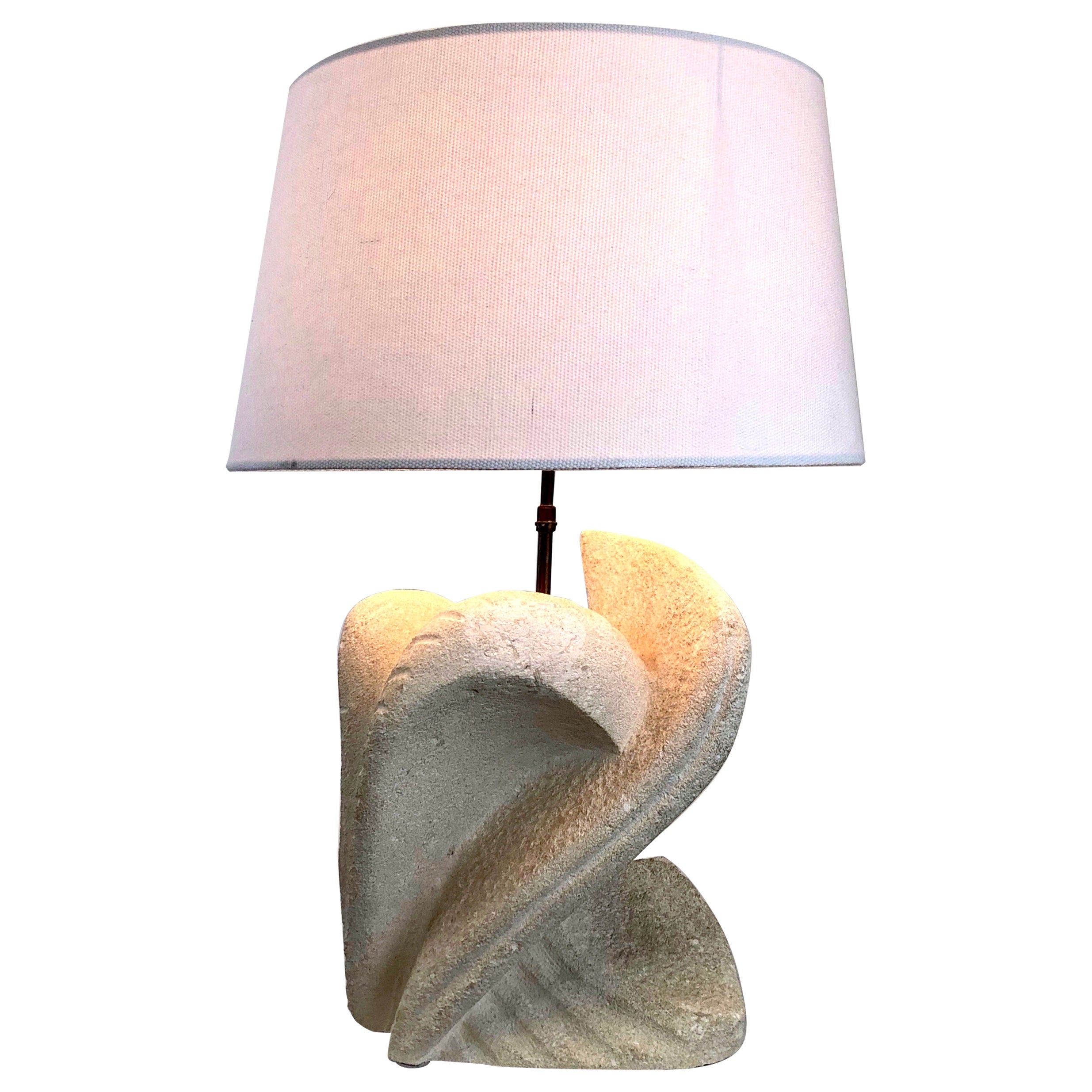 Limestone Table Lamp by Albert Tormos, France, 1970s