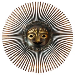 Vintage Surreal Brutalist Sun Sculpture in Brass and Bronze by Emaus Benedictine Monks