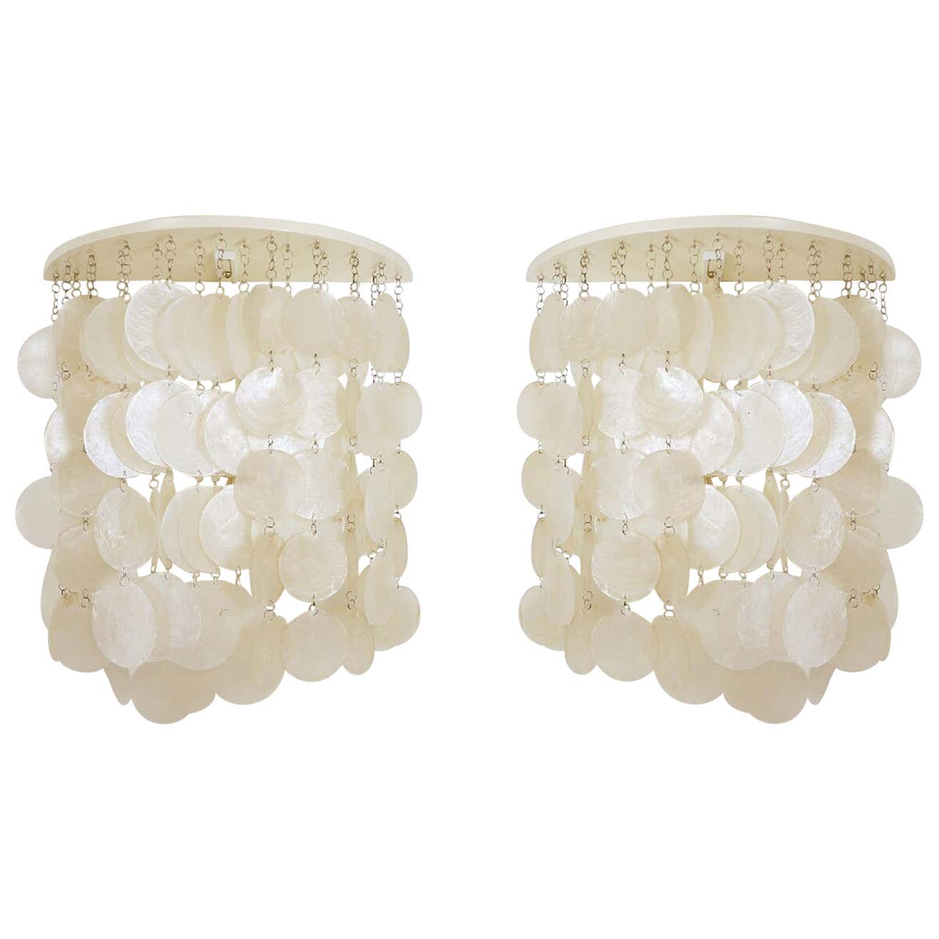 Pair Mid-Century Modern Seashell Wall Sconces For Sale at 1stDibs
