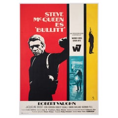 Vintage BULLITT 1969 Spanish 1 Sheet Film Movie Poster, Steve McQueen, Linen Backed