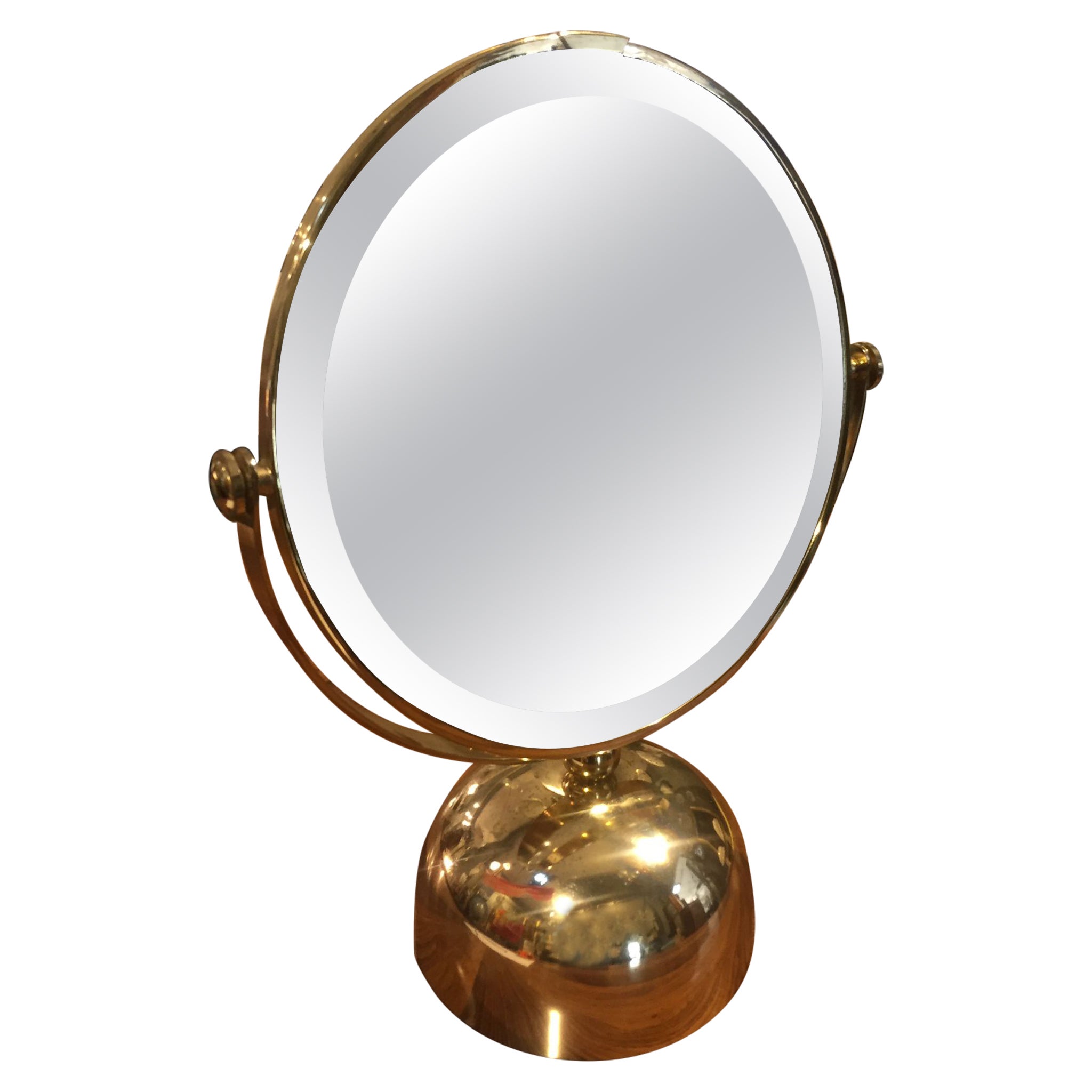 Amazing Turn and Adjustable Double-Sided Gilt Brass, Make-Up Table Mirror For Sale