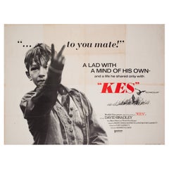 Vintage "KES 1969 1ST RELEASE" Original UK Quad Film Movie Poster 