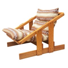 Mid-Century Modern Sling Lounge Chair by Lou Hodges in Oak