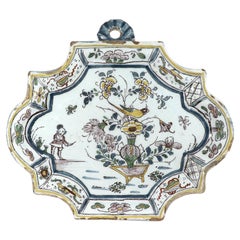 18th-century Dutch Delft Shaped Chinoiserie Polychrome Plaque