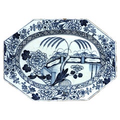 Liverpool or Irish Delftware Massive Chinoiserie Blue & White Dish