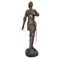 Antique Cast Iron Statue of Joan of Arc, Late 19th Century