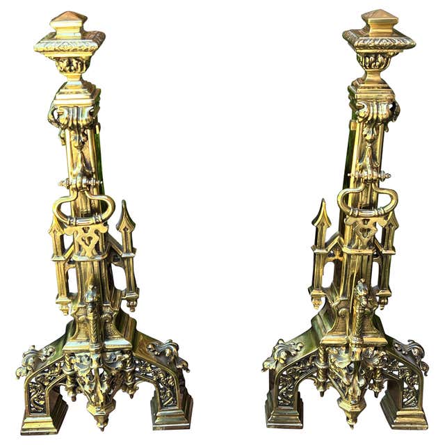 6-Piece Gothic Revival Fireplace Tool Set after Yellin at 1stDibs