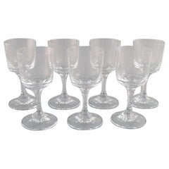 Retro Seven René Lalique Chenonceaux White Wine Glasses in Clear Crystal Glass