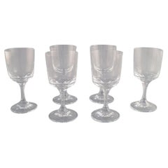 Six René Lalique Chenonceaux Red Wine Glasses in Clear Mouth-Blown Crystal Glass