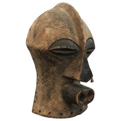 Songye Kifwebe Pre 1950 Tribal African Striated Carved Wooden Mask