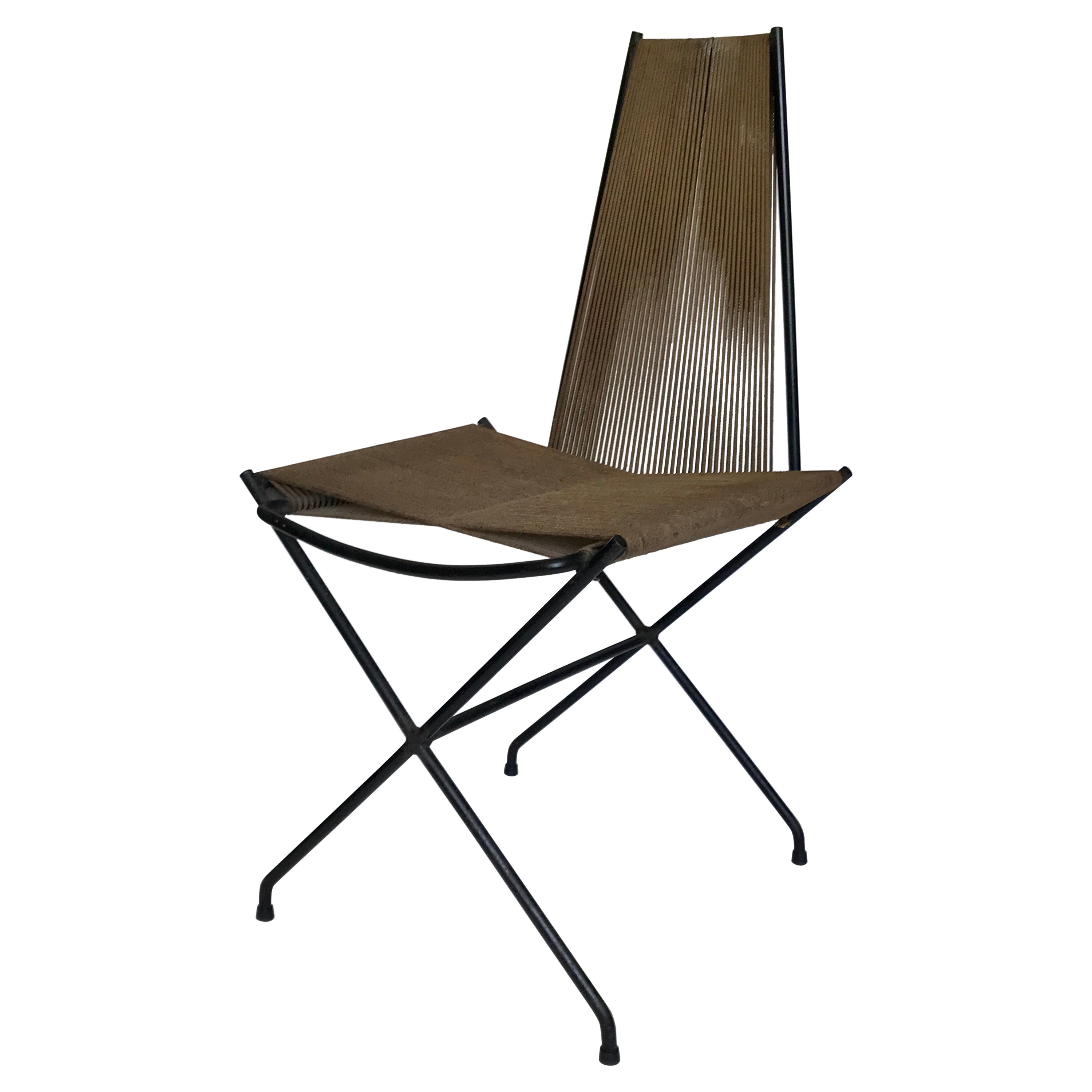 Gunnar Birkerts Architectural Iron + String Chair, 20th Century