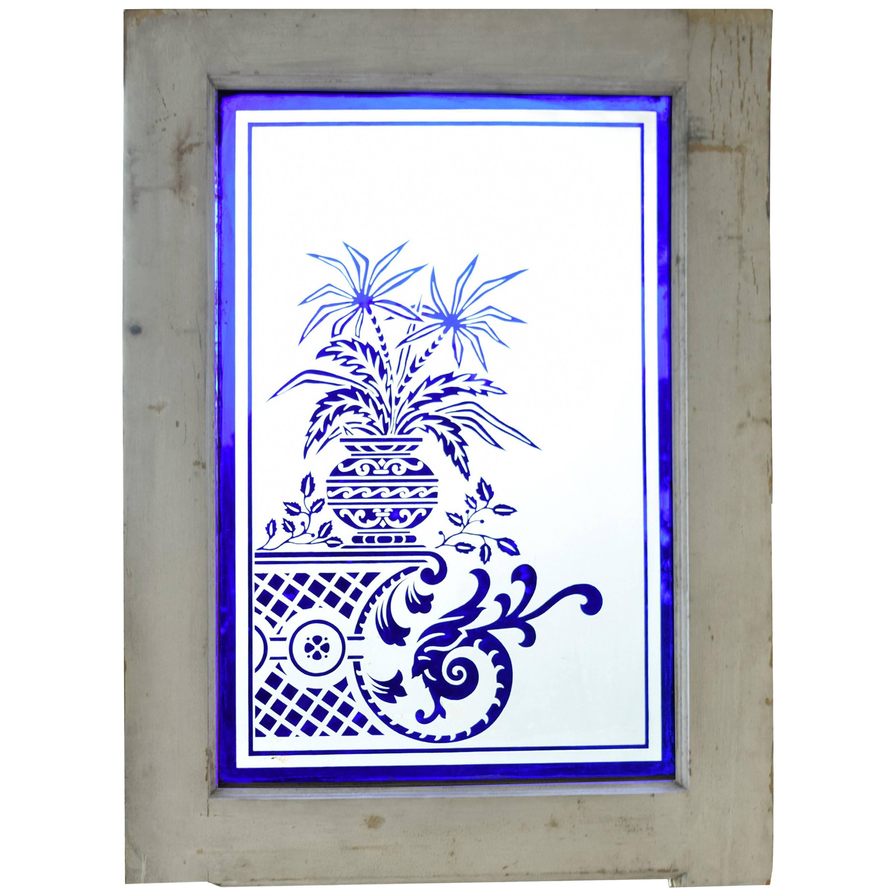 Acid Etched and Stained Glass Window
