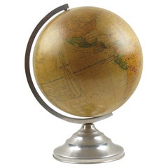 Terrestrial School Glass Globe Lamp by Barrere and Thomas France 