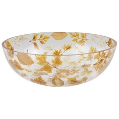 Resin Centerpiece Serving Bowl with Leaves Inclusions, Italy 1970s