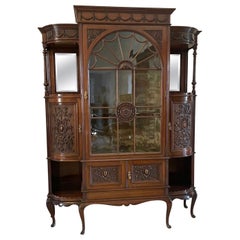 Fine Quality Antique Victorian Carved Mahogany Display Cabinet