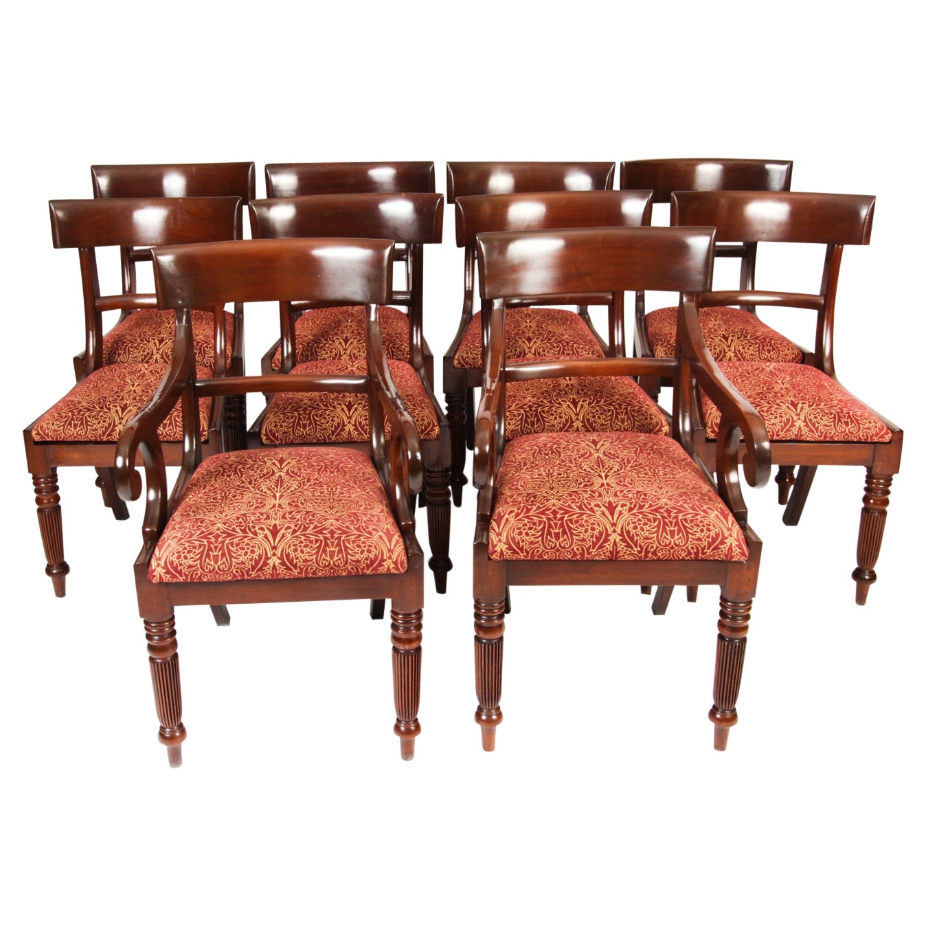 Antique Set 10 English William iv Barback Dining Chairs circa 1830 19th C