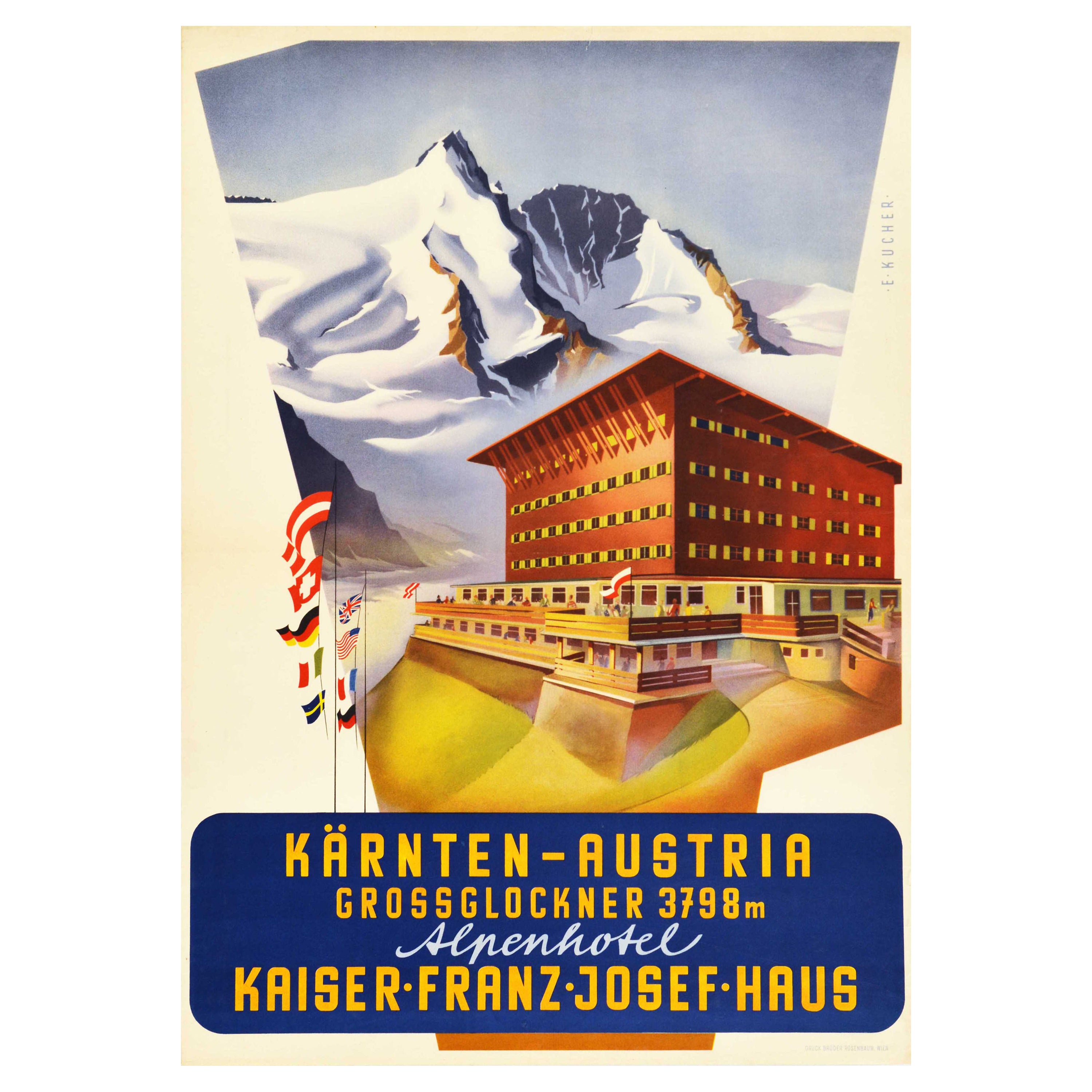 Original Vintage-Poster Karnten Österreich, Grossglockner, Carinthia, Berggletscher im Angebot
