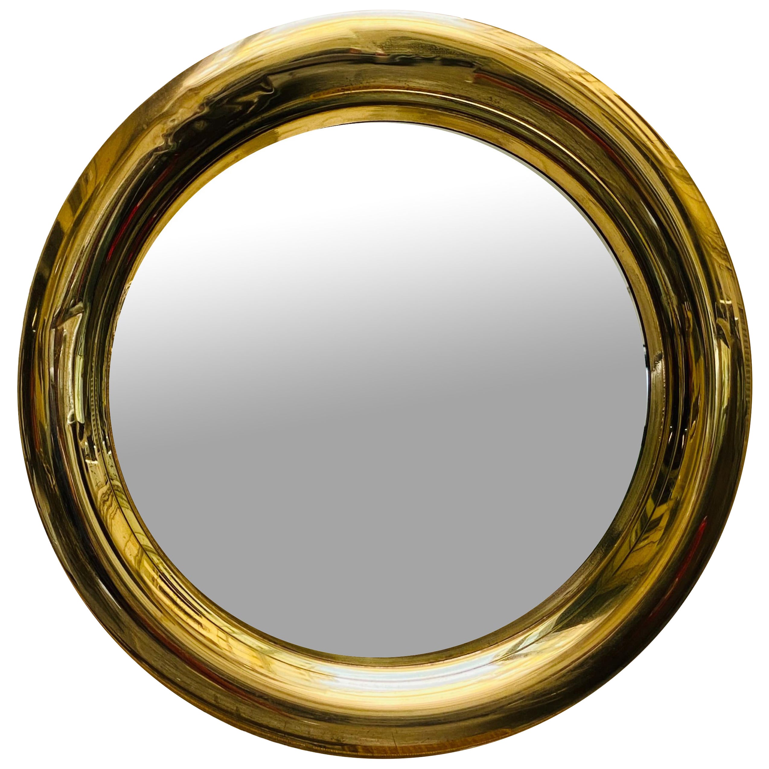 Large Brass Round Mirror at 1stDibs