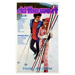 Original Vintage Winter Travel Poster Ski The West United Rockies High Sierra US