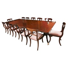 Antique George III Regency Dining Table with 12 Regency Dining Chairs 19th C