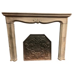 Anctique carved fireplace mantle in Serena stone, 18th century Italy