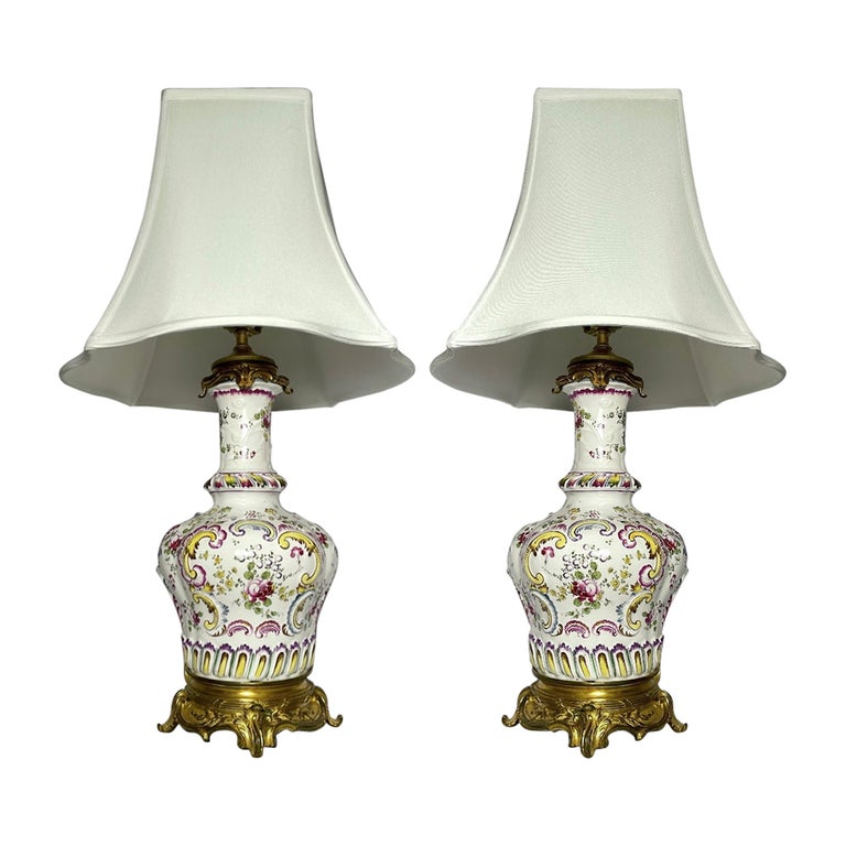 Antique French Porcelain and Gold Bronze Mounted Lamps, circa 1890. For  Sale at 1stDibs