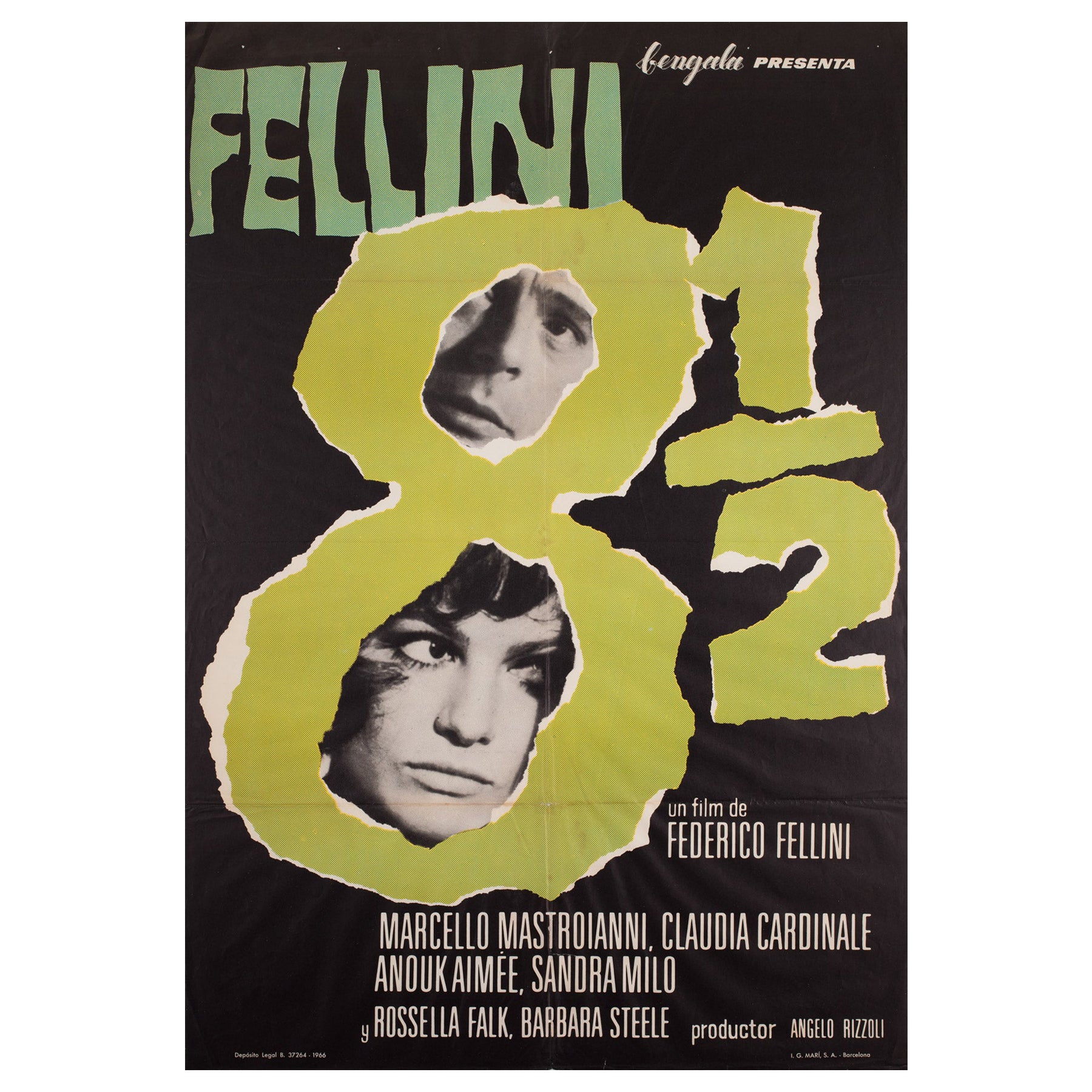 8 1/2 1966 Spanish 1 Sheet Film Movie Poster, Fellini For Sale