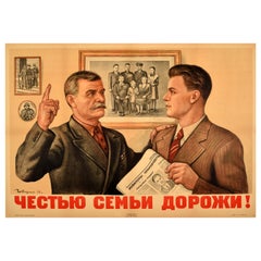 Affiche soviétique originale Treasure The Honour Of The Family, Propagande de l'URSS