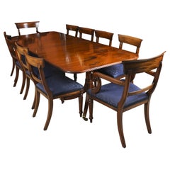 Vintage Twin Pillar Dining Table & 10 dining chairs by William Tillman 20th C