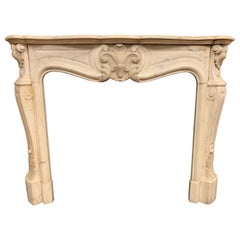 Antique Fireplace Mantle in White Carrara Marble, 18th Century France