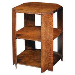 Table Book End Bookcase Center Arts & Crafts Two Tier Heals Oak Small Octagonal