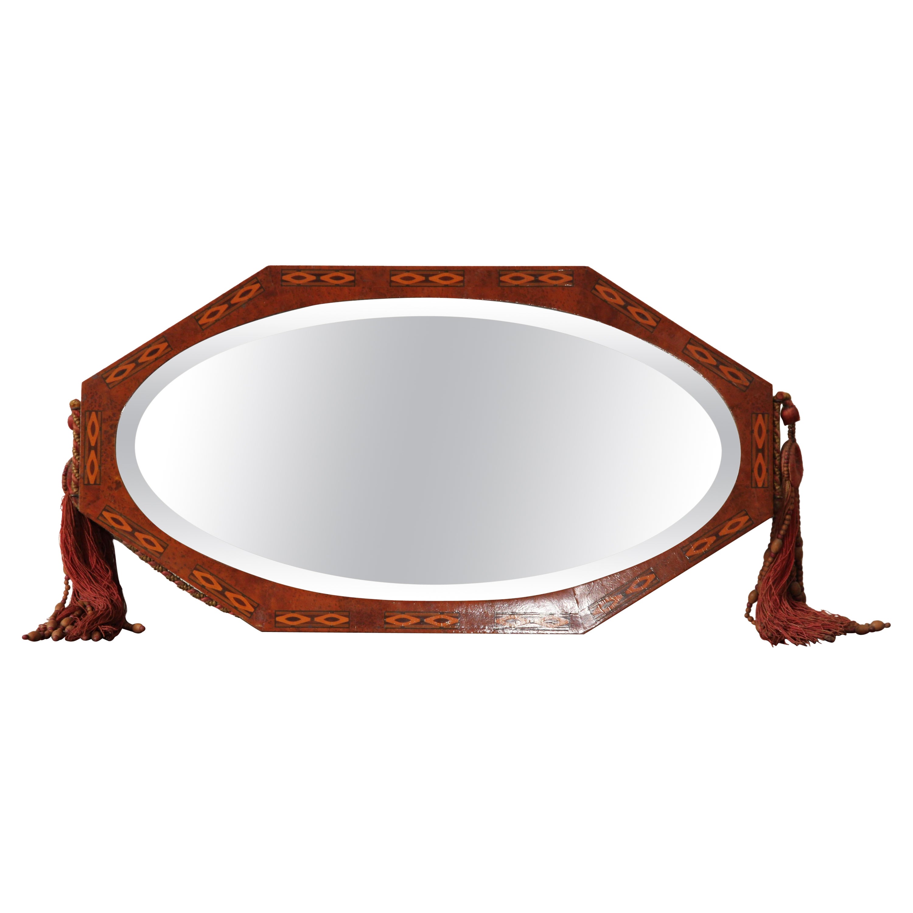 Miroir octogonal Art Deco français dans le style de Maurice Dufrène