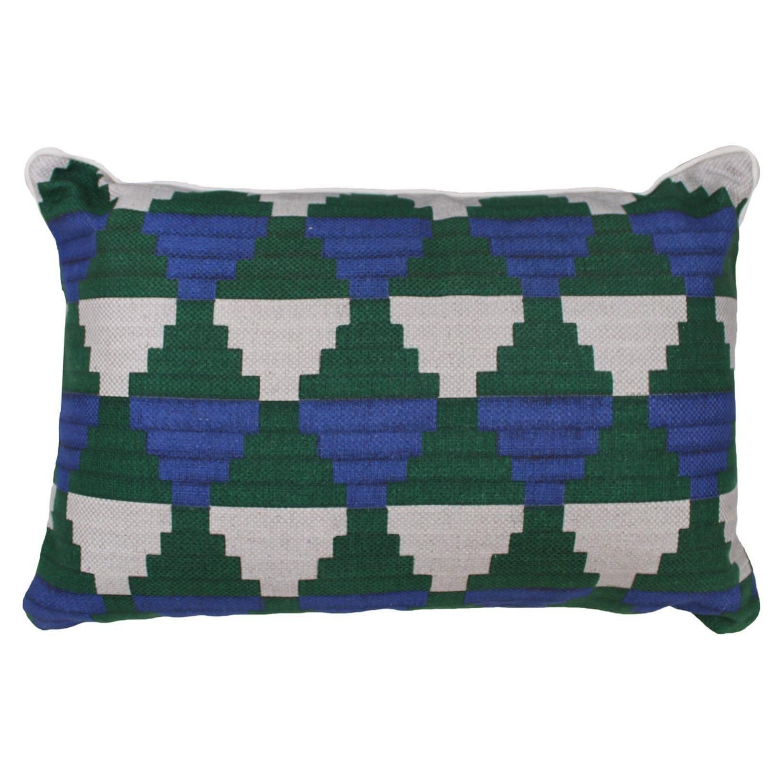 Contemporary Geometric Print Pillow in Linen and Cotton For Sale