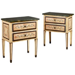 Pair of Italian Neo Classical Painted Bedside Tables