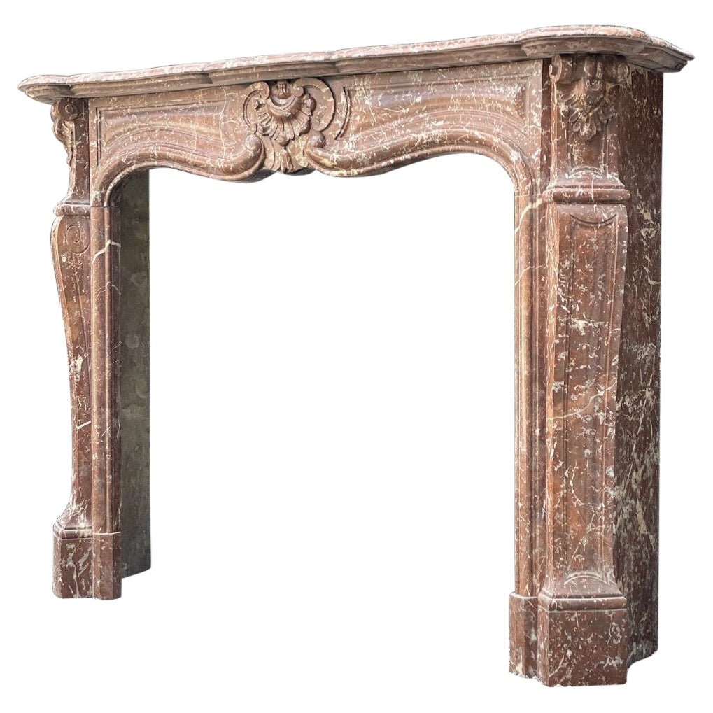 Louis XV Style Fireplace in Rance Marble circa 1880 For Sale