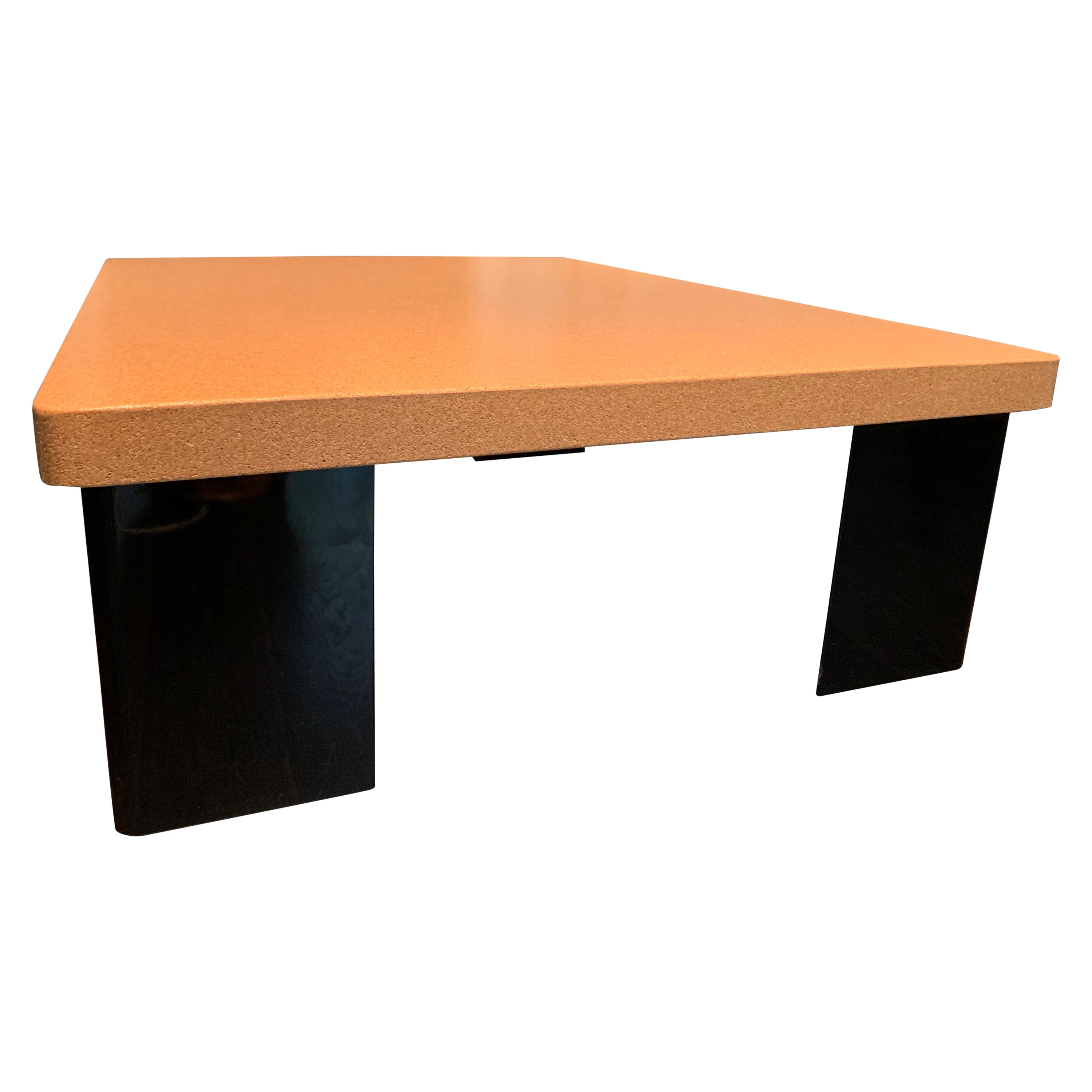 Lacquered Cork Coffee Table With Black Legs For Sale