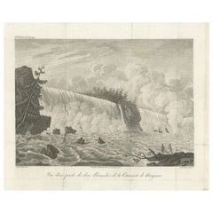 Used Rare French Engraving of the Niagara Waterfalls in Ontario, Canada, 1801