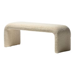 Karl Springer Style Waterfall Bench in Ivory Bouclé