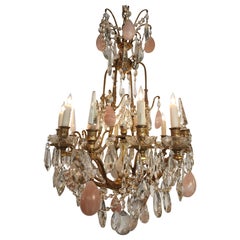 Spanish Chandelier with Pink Rock Crystals