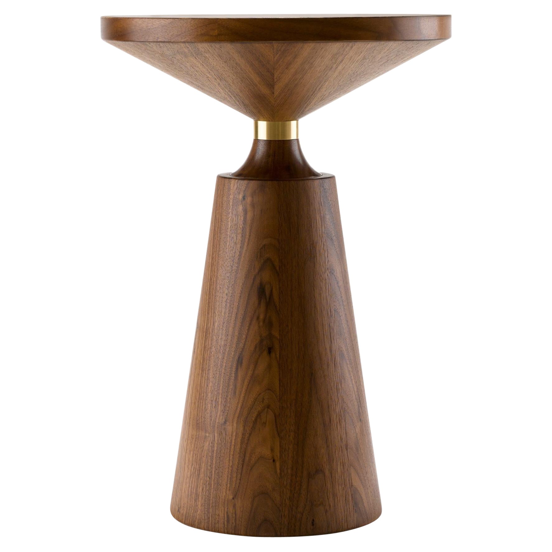 Contemporary Nicole Side Table in Walnut and Brass For Sale