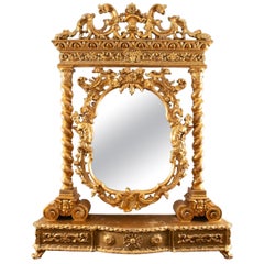 Antique Giltwood Reliquary Stand with Later Mirror